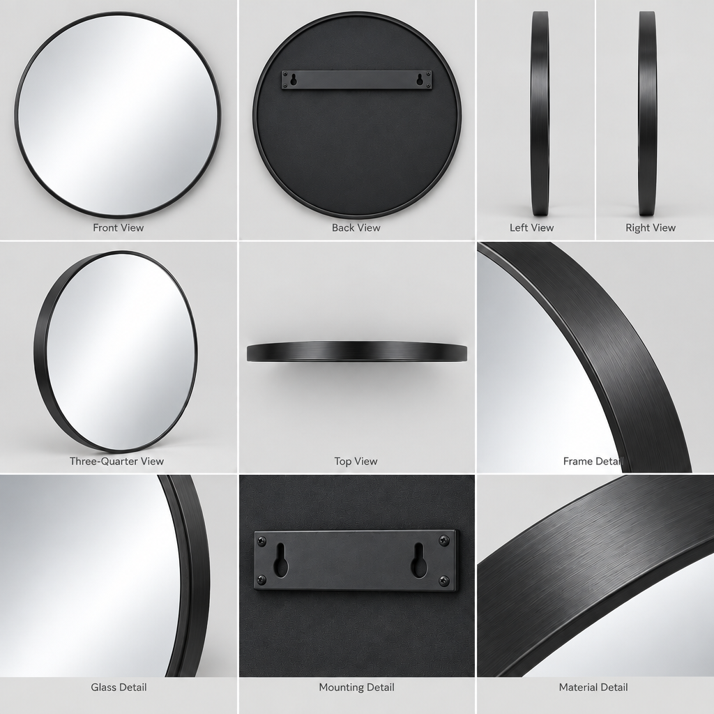Torvqli™ Round Metal Frame Wall Mirror main image 06