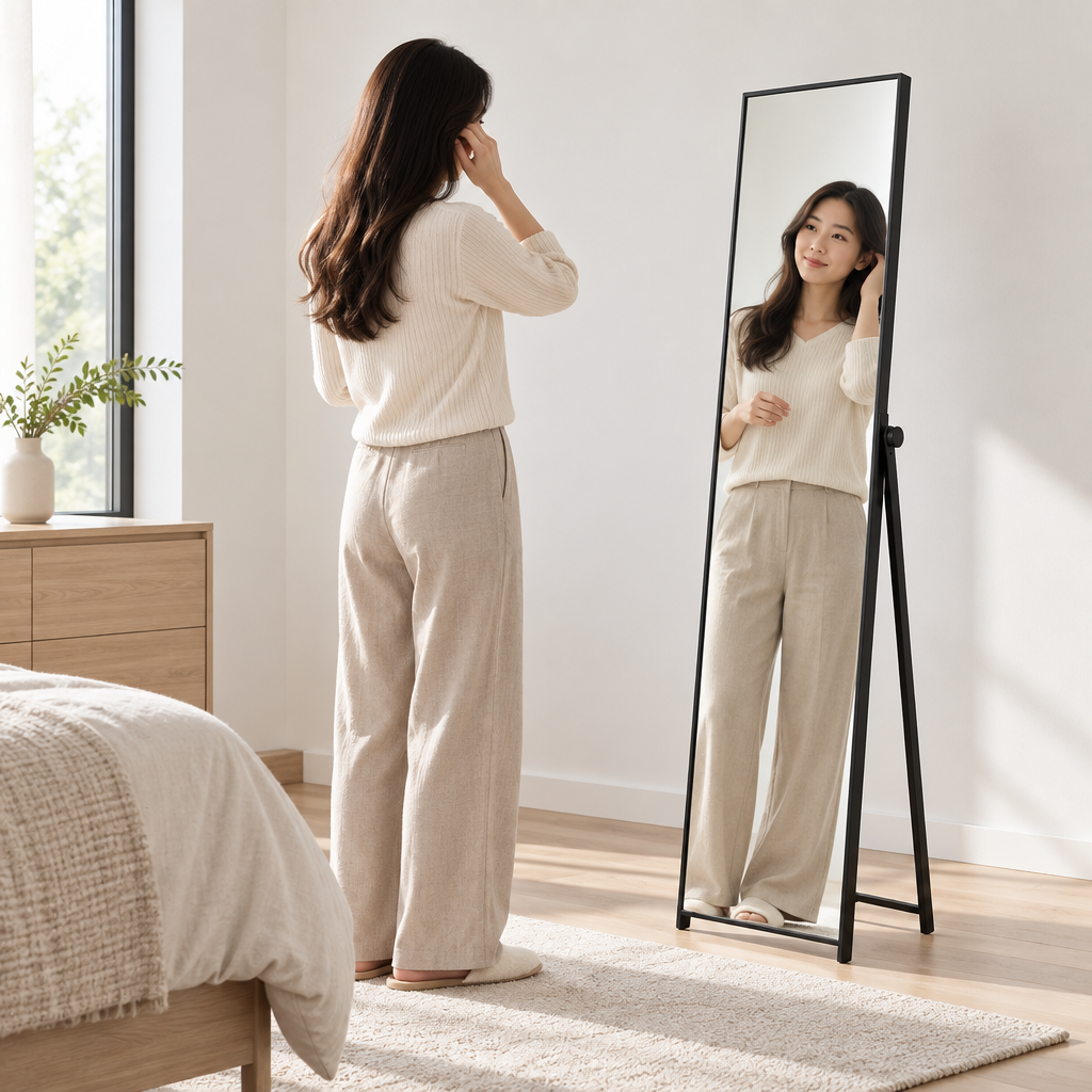 Torvqli™ Minimal Narrow-Frame Standing Dressing Mirror main image 04
