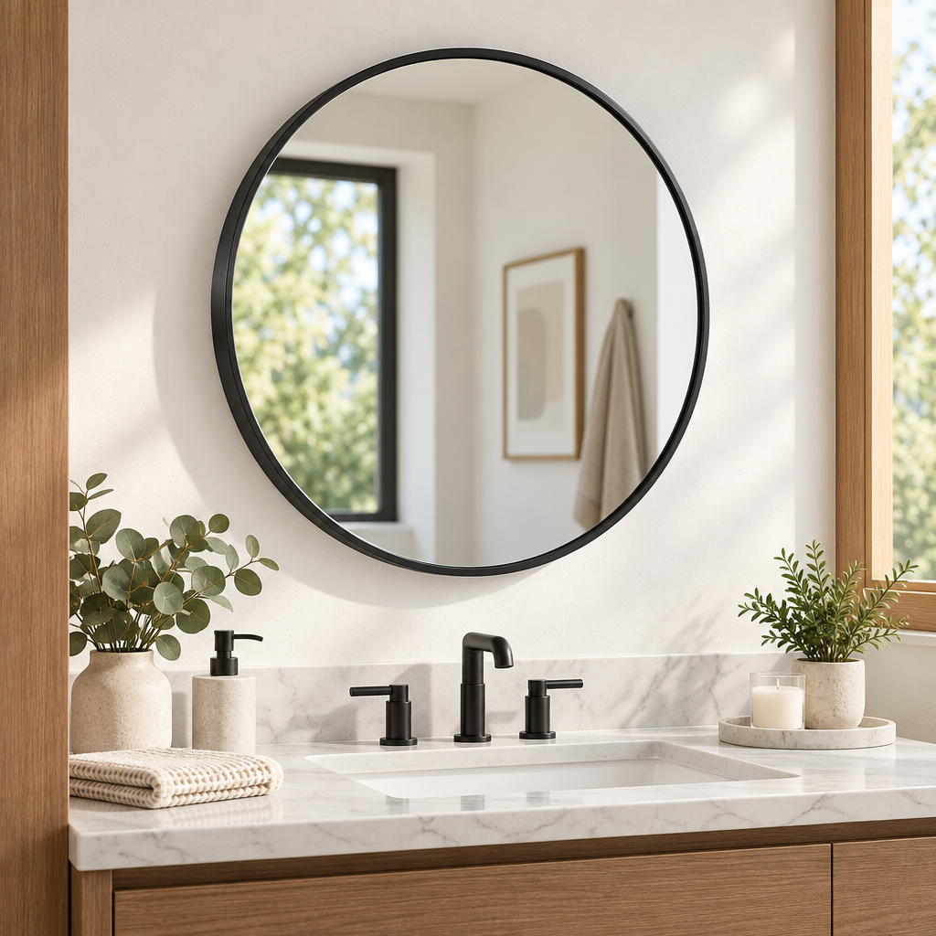 Torvqli™ Round Metal Frame Wall Mirror main image 02