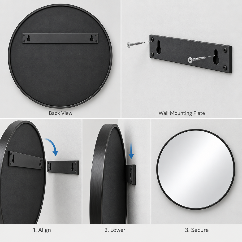 Torvqli™ Round Metal Frame Wall Mirror main image 03
