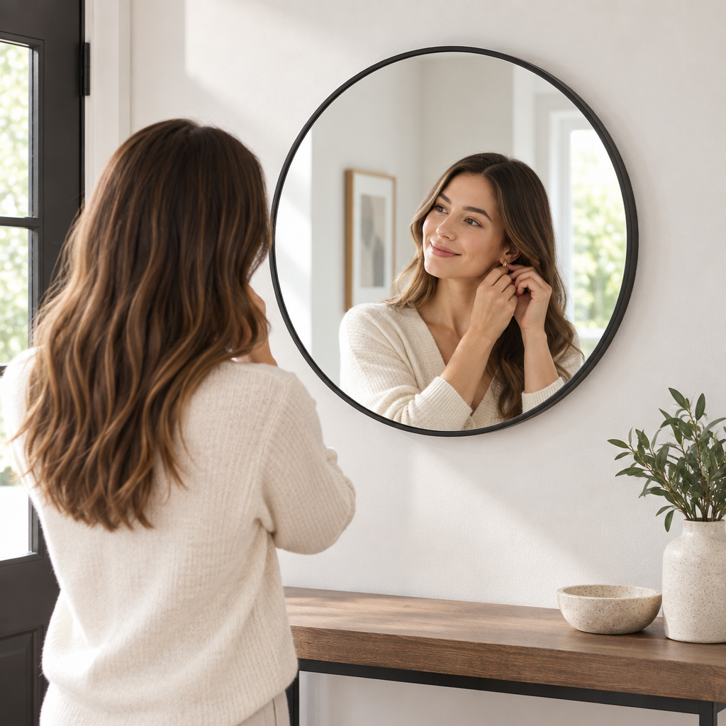 Torvqli™ Round Metal Frame Wall Mirror main image 04